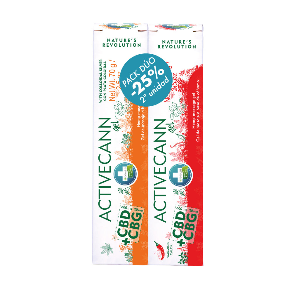 PACK DÚO Activecann gel + efecto calor CBD+CBG 75+75ml