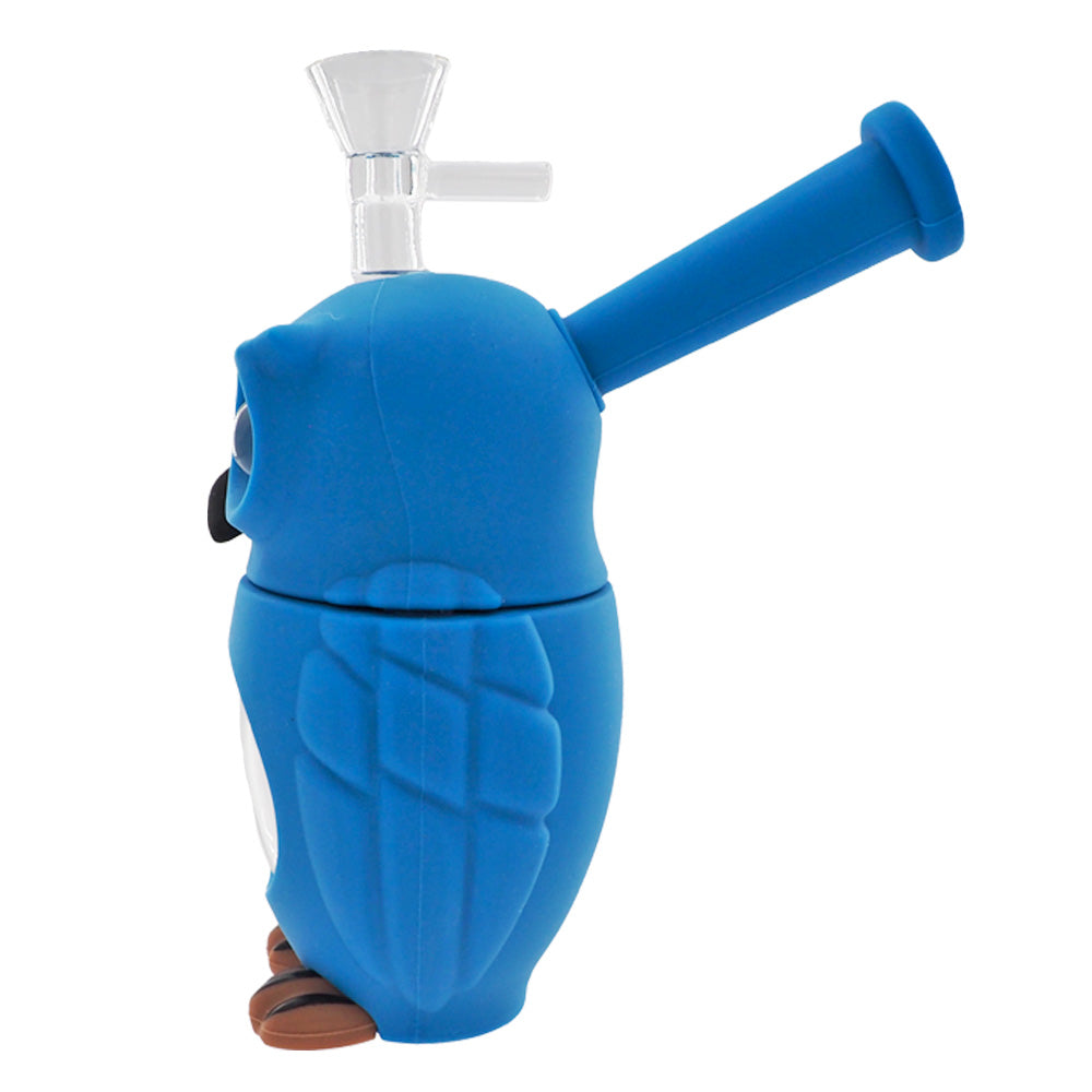 Blå ugle glass-silikon Bong