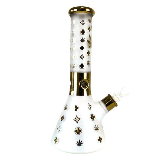 Weed Vuitton Classy Gold Glass Bong 32cm